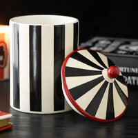 Black Striped Ceramic Storage Jar