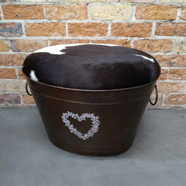 Cow hide and Metal Stool
