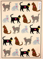 Luv cats tea towel