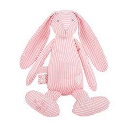 LITTLE DREAMS MAGGIE STRIPED BUNNY W/ RATTLE PINK 35CM