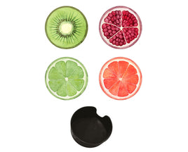 FRUIT COASTERS ROUND GLASS (S/4)